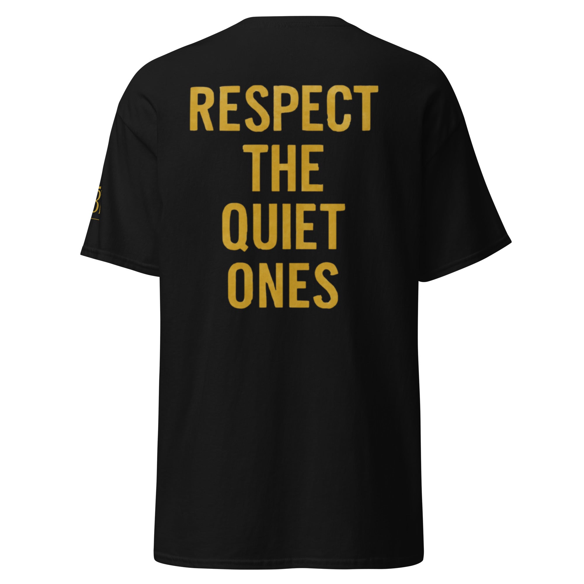 Back view of Black Silently Winning t-shirt. Clean premium cotton design with no back print, luxury faith-based streetwear for men and women.