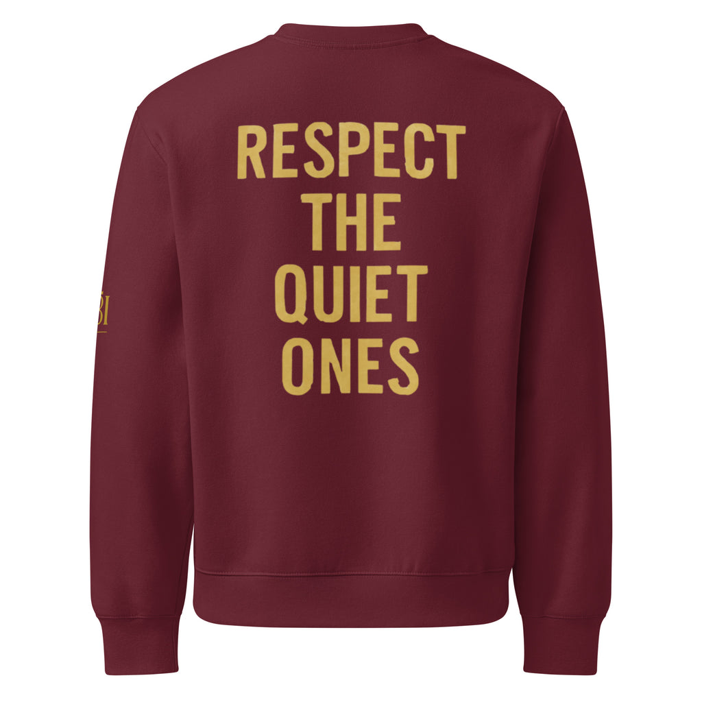 Back view of Maroon Silently Winning crewneck sweatshirt. Solid premium cotton with no back print, refined unisex Christian fashion piece.