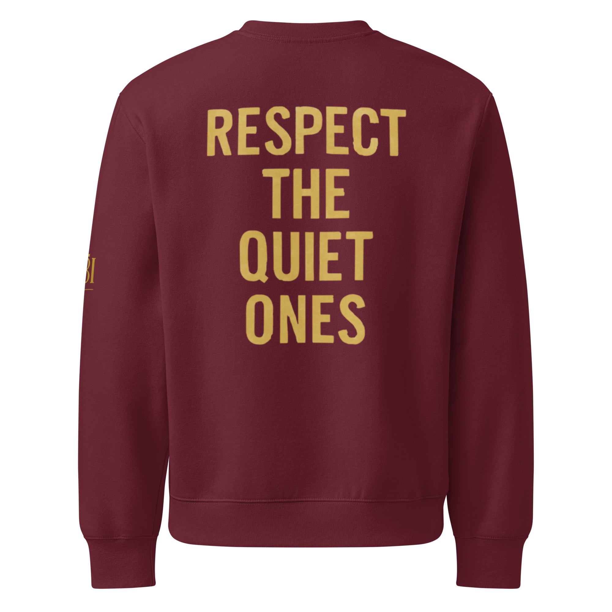 Back view of Maroon Silently Winning crewneck sweatshirt. Solid premium cotton with no back print, refined unisex Christian fashion piece.