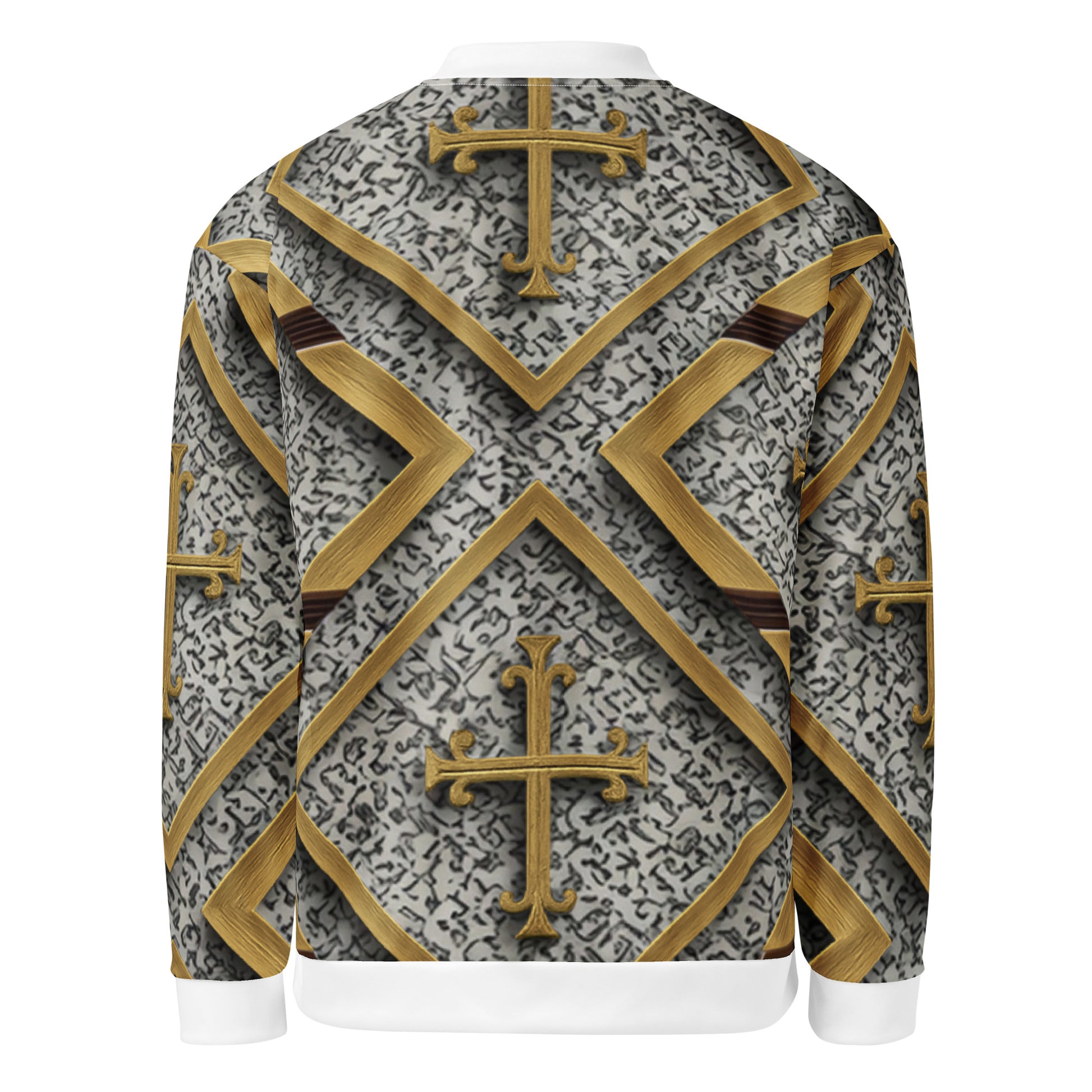 Cross Luxe Cross Bomber Jacket back featuring all-over cross design