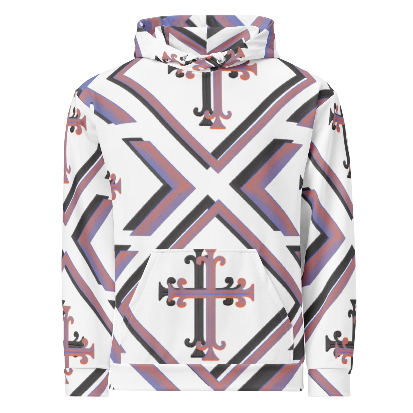 Cross Luxe all-over print hoodie front view