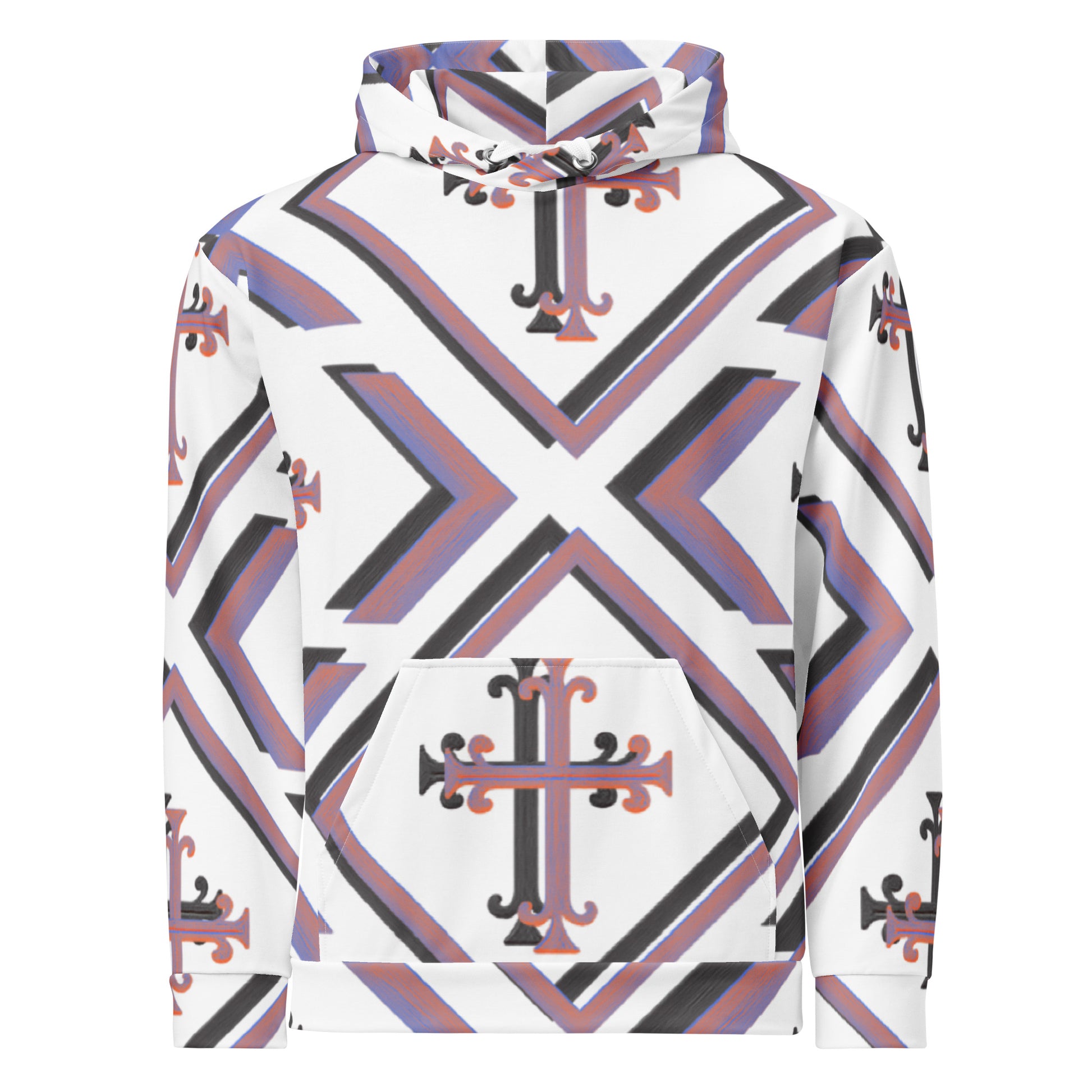 Cross Luxe all-over print hoodie front view