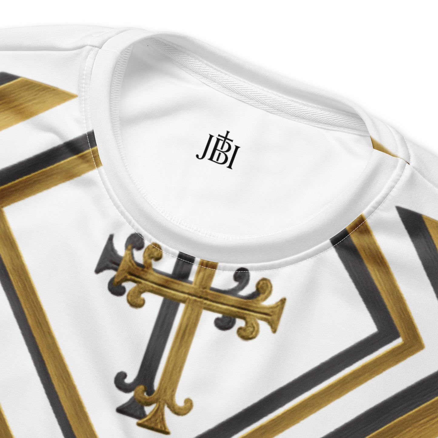 Cross Luxe crewneck geometric pattern detail view
