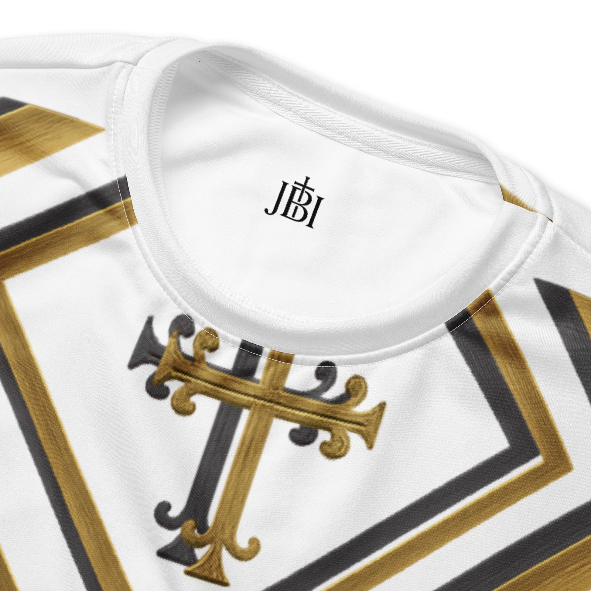 Cross Luxe crewneck geometric pattern detail view
