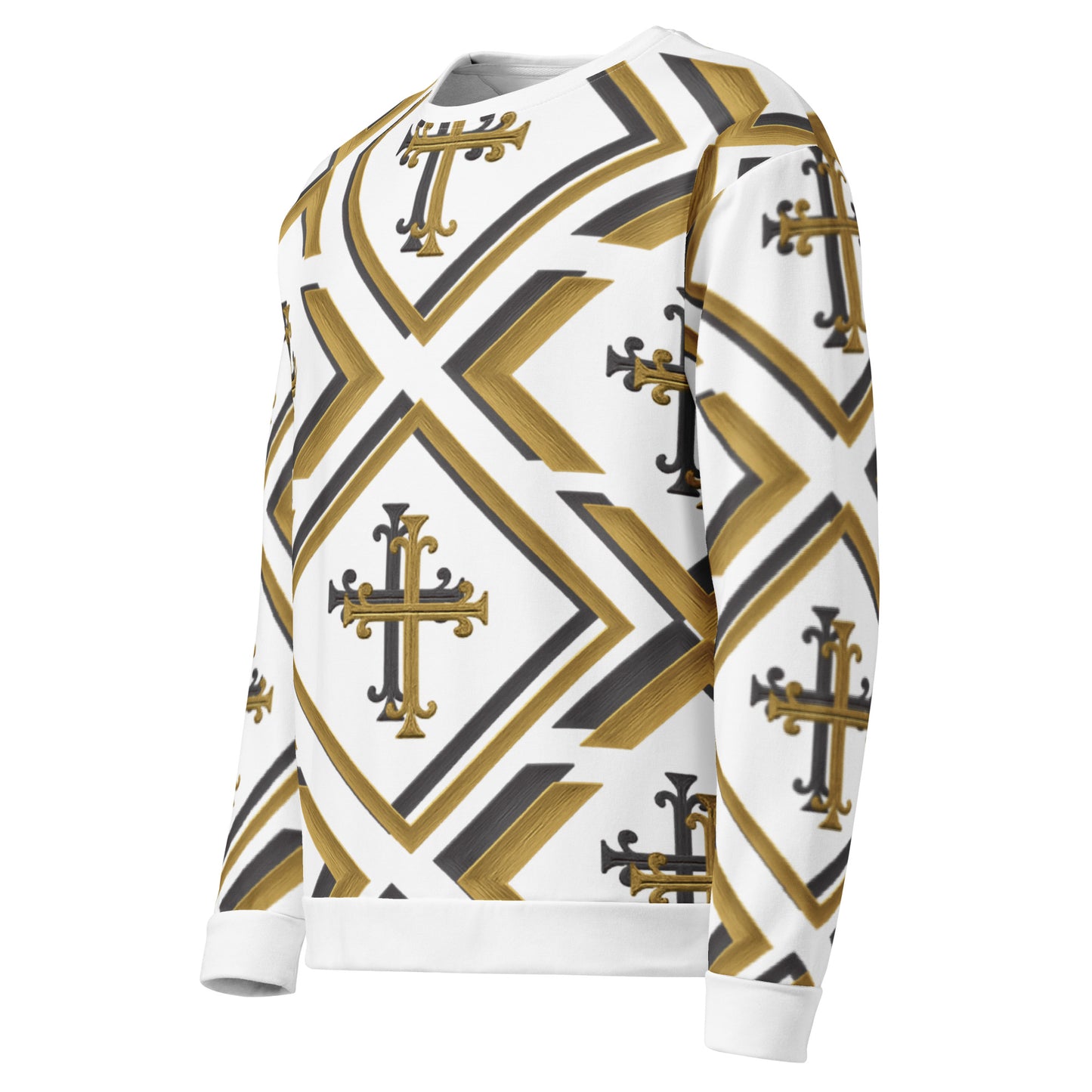 Cross Luxe crewneck white and gold sleeve view