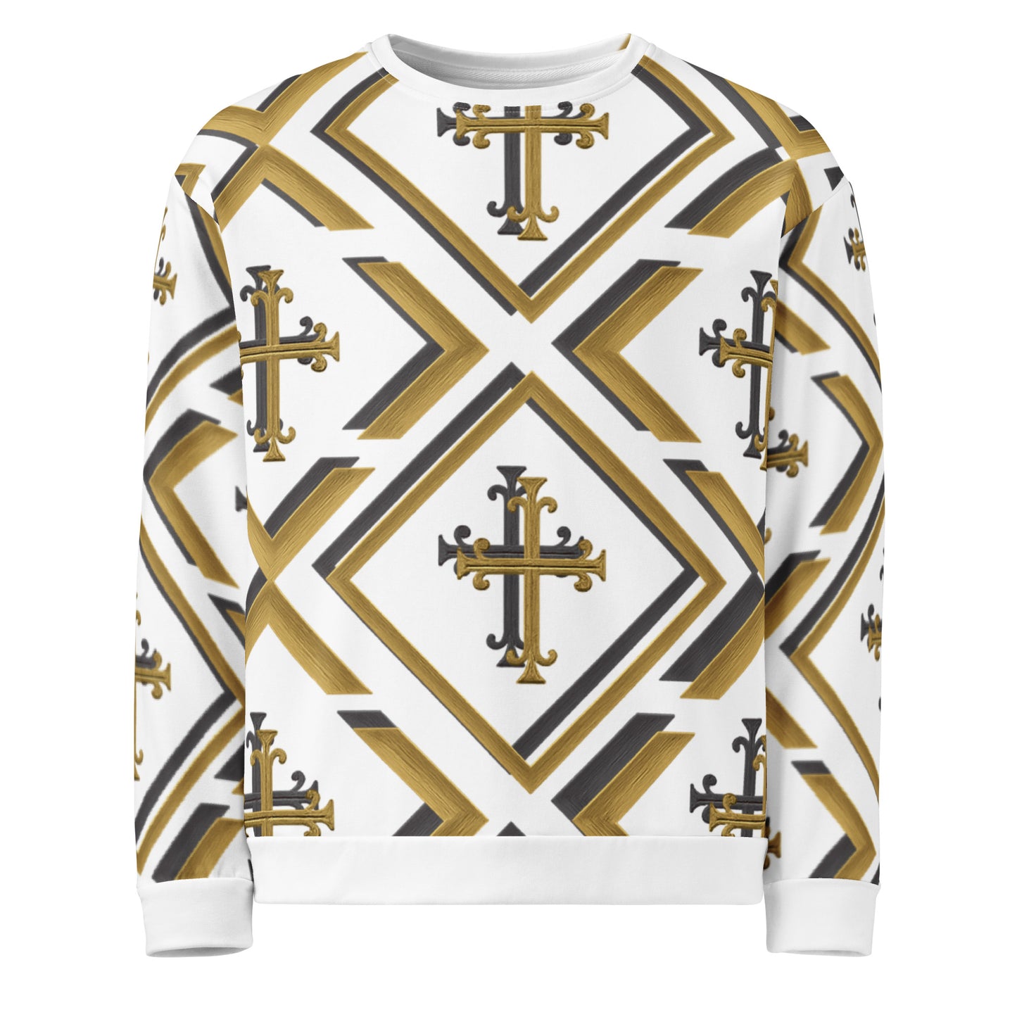 Cross Luxe unisex crewneck white and gold front view