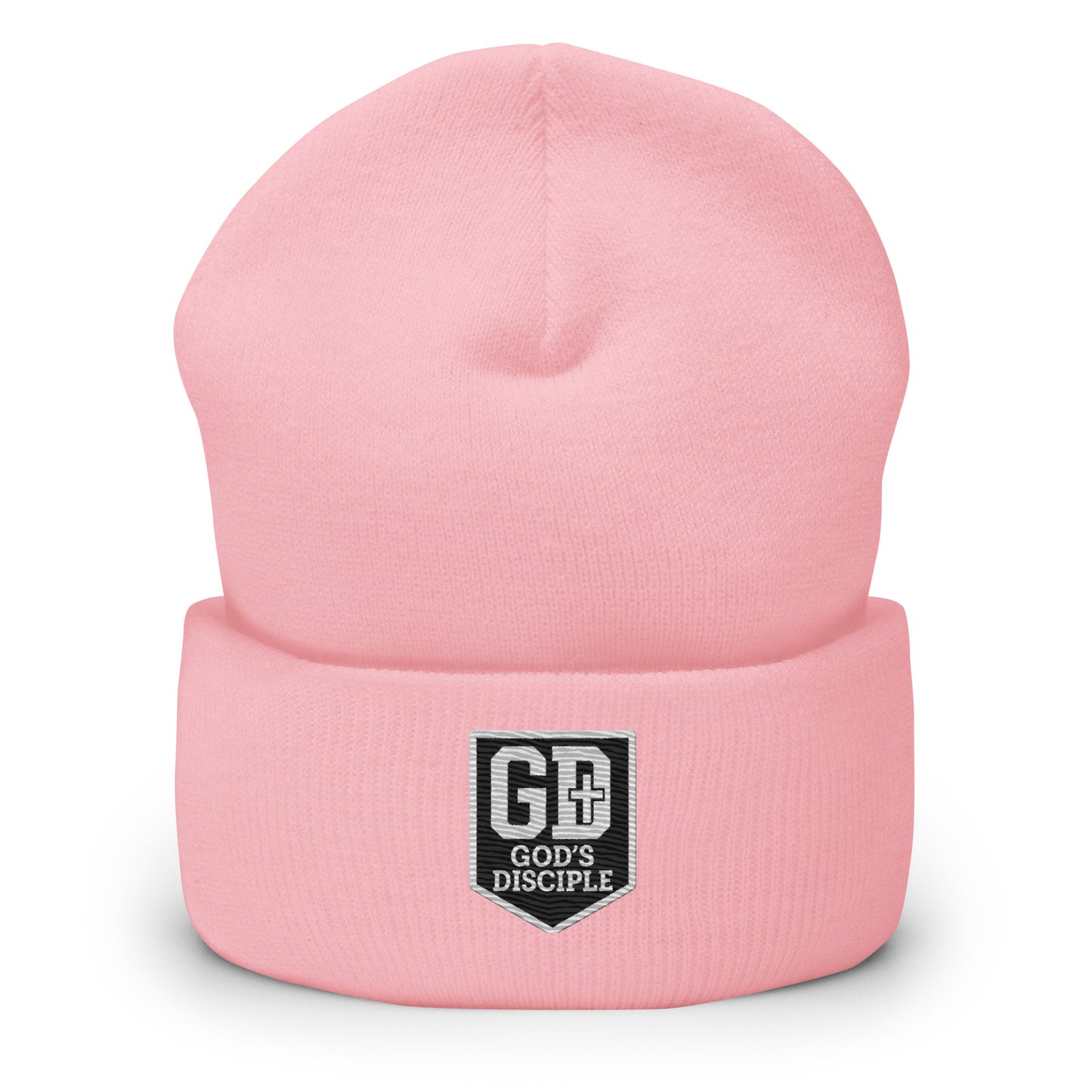 GD cuffed beanie pink colorway front view