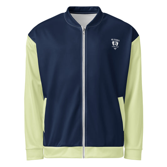 JBI 10 Toes unisex bomber jacket navy and cream front view