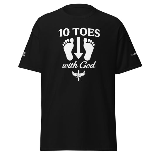 JBI 10 Toes unisex t-shirt front view in black 