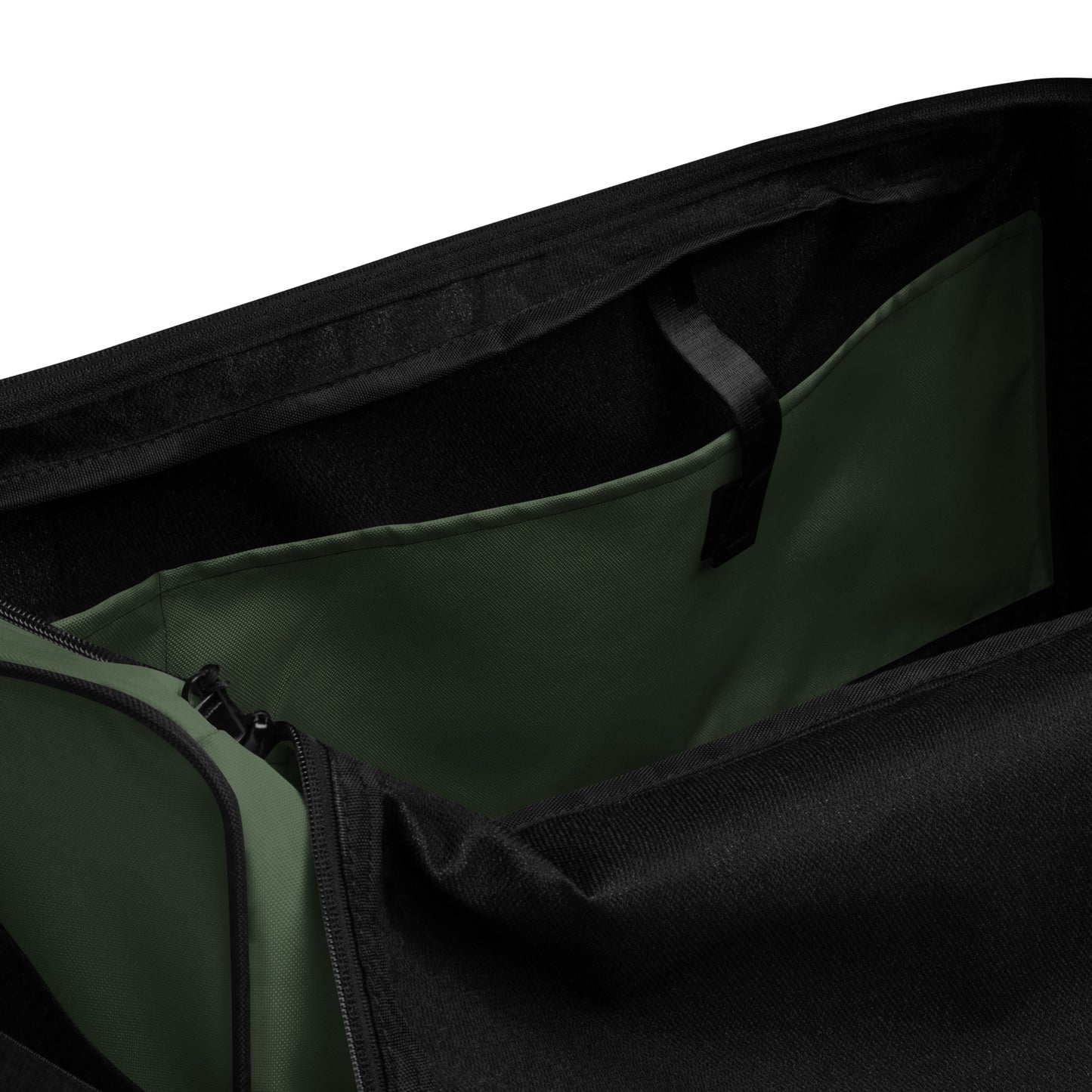 JBI Apparel 10 Toes duffle bag olive green zipper detail