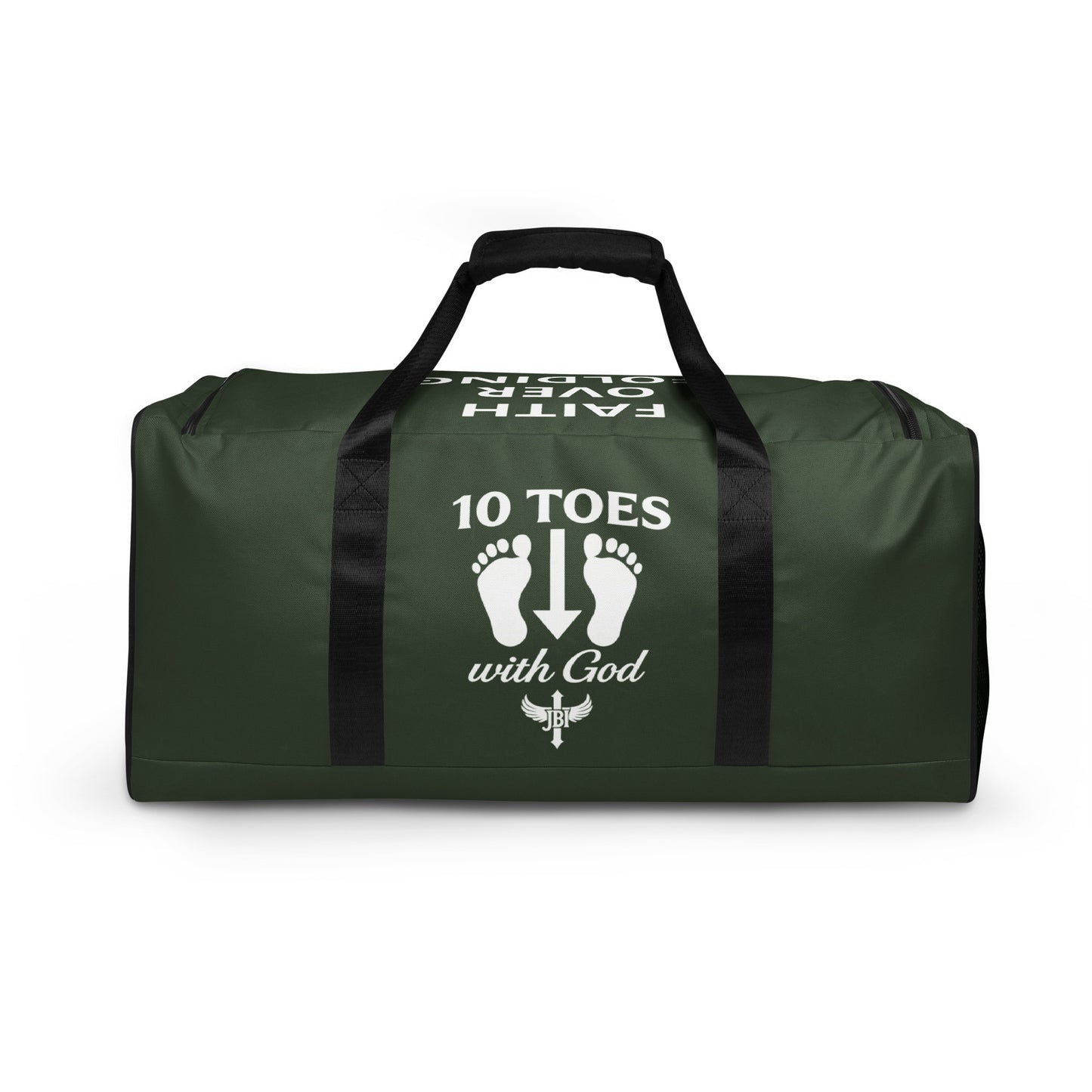 JBI Apparel 10 Toes duffle bag olive green front view