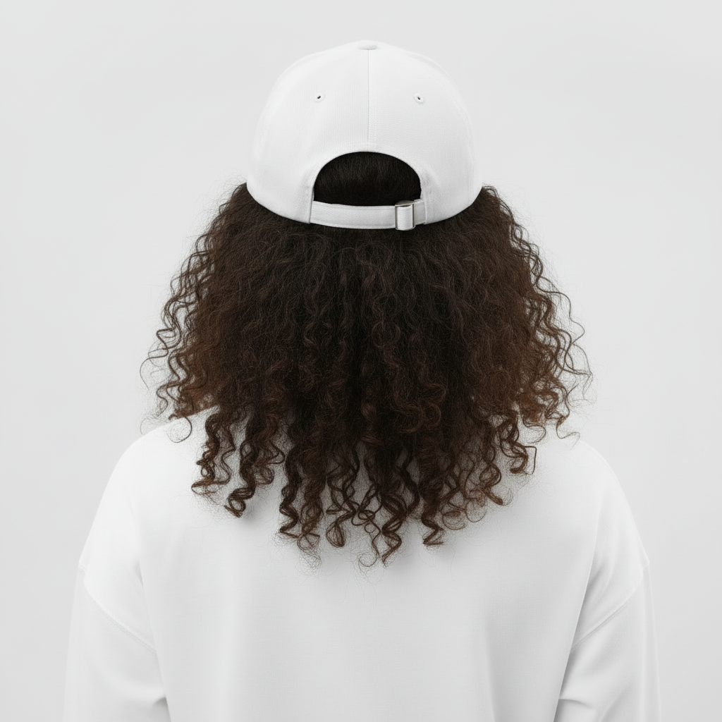 “Back view of the white God’s Disciple dad hat showing adjustable strap.”
