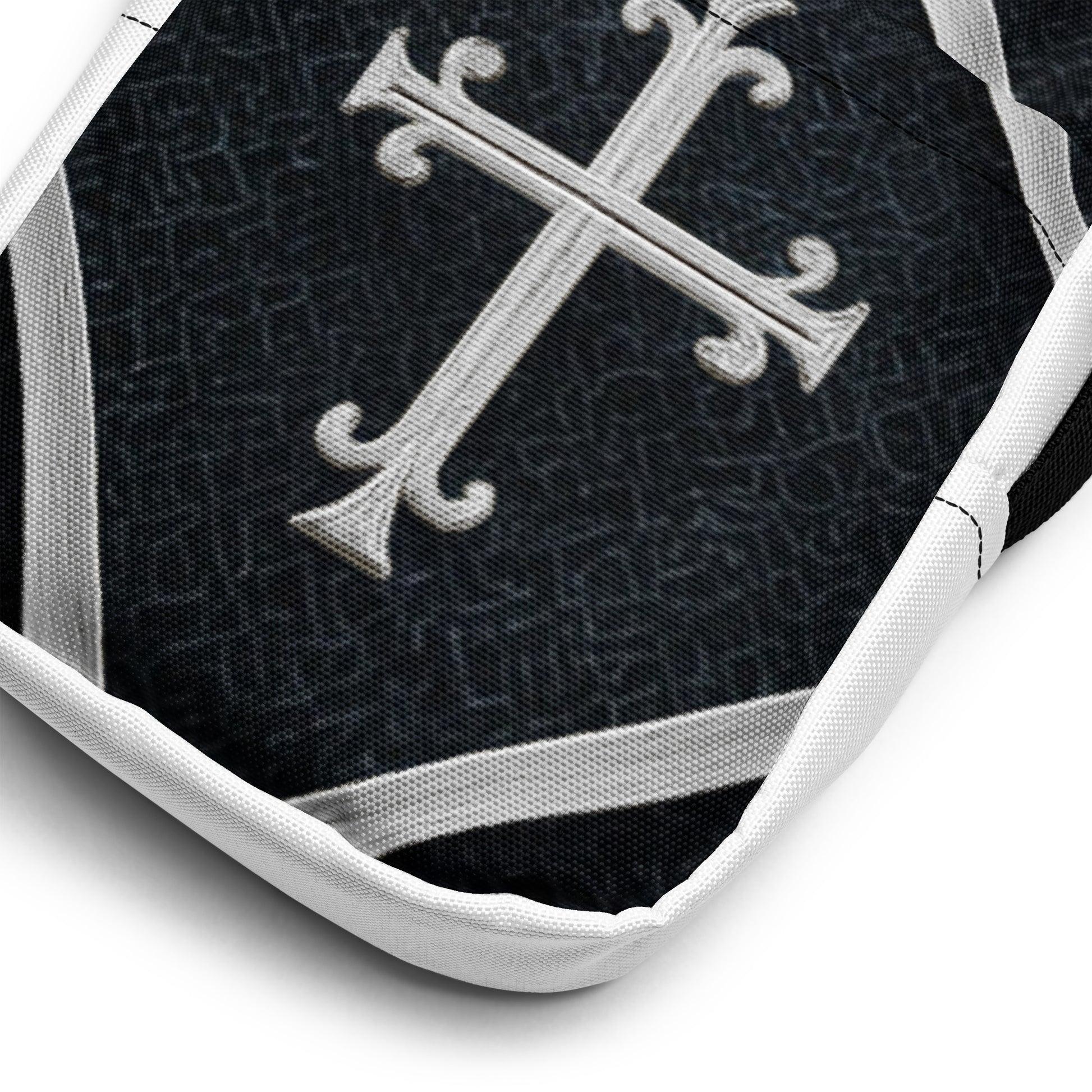 JBI Cross Luxe crossbody bag black and white interior detail view