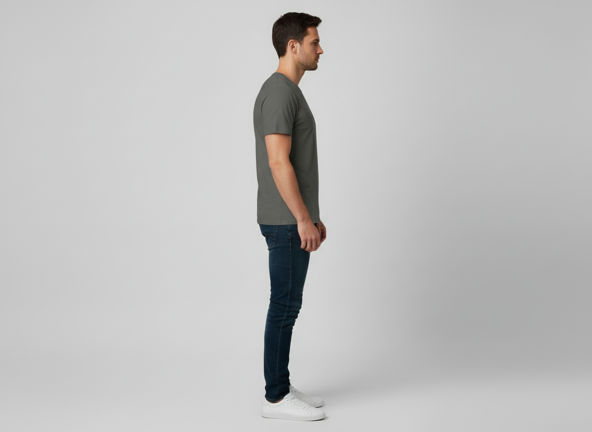 SIde of male model wearing He Was My Anchor Tee 