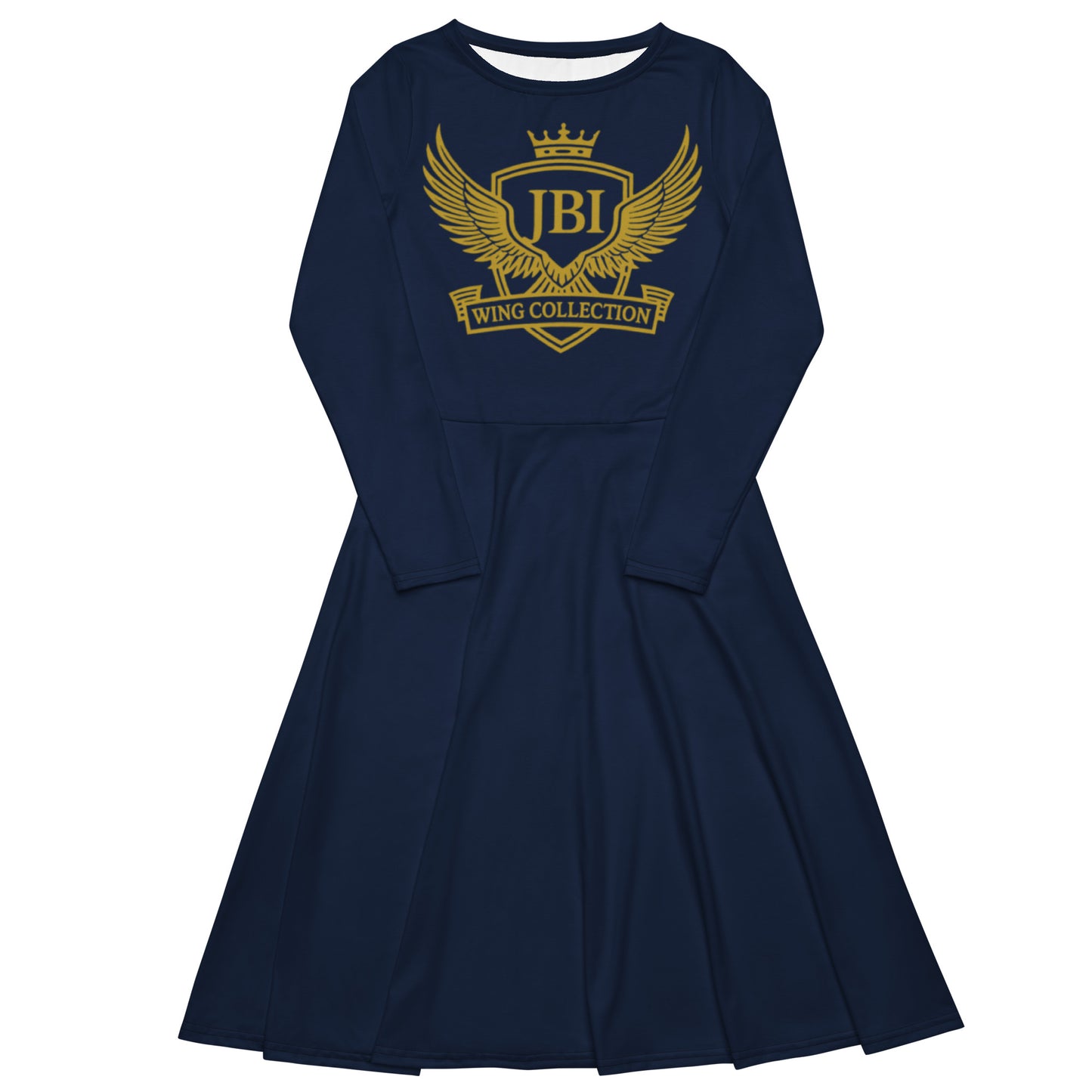 JBI Wing long sleeve dress navy front view
