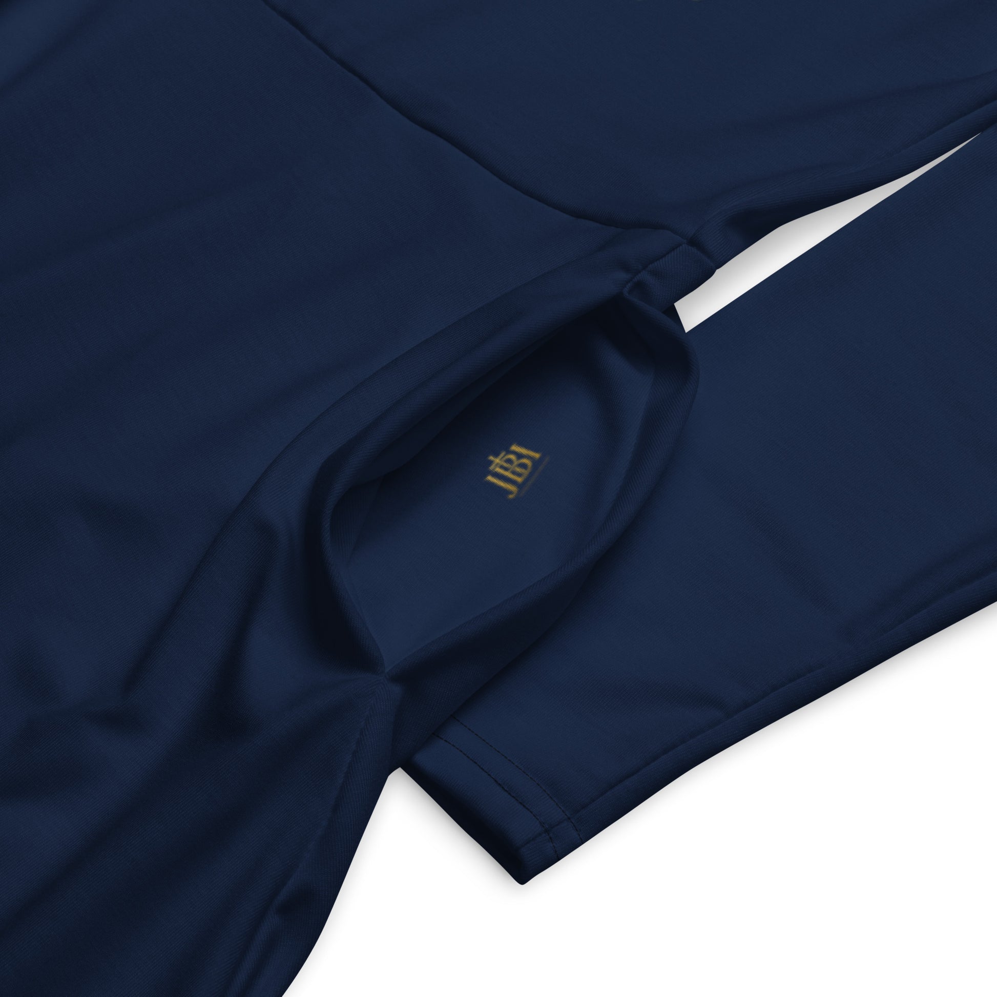 JBI Wing long sleeve dress navy pocket detail view
