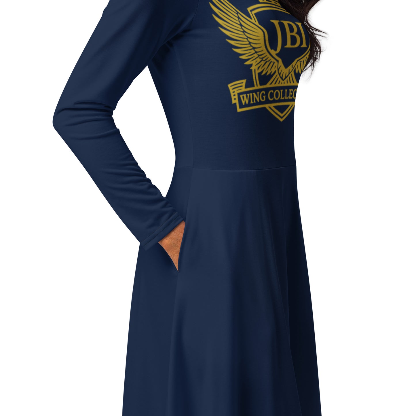 JBI Wing long sleeve dress navy side view
