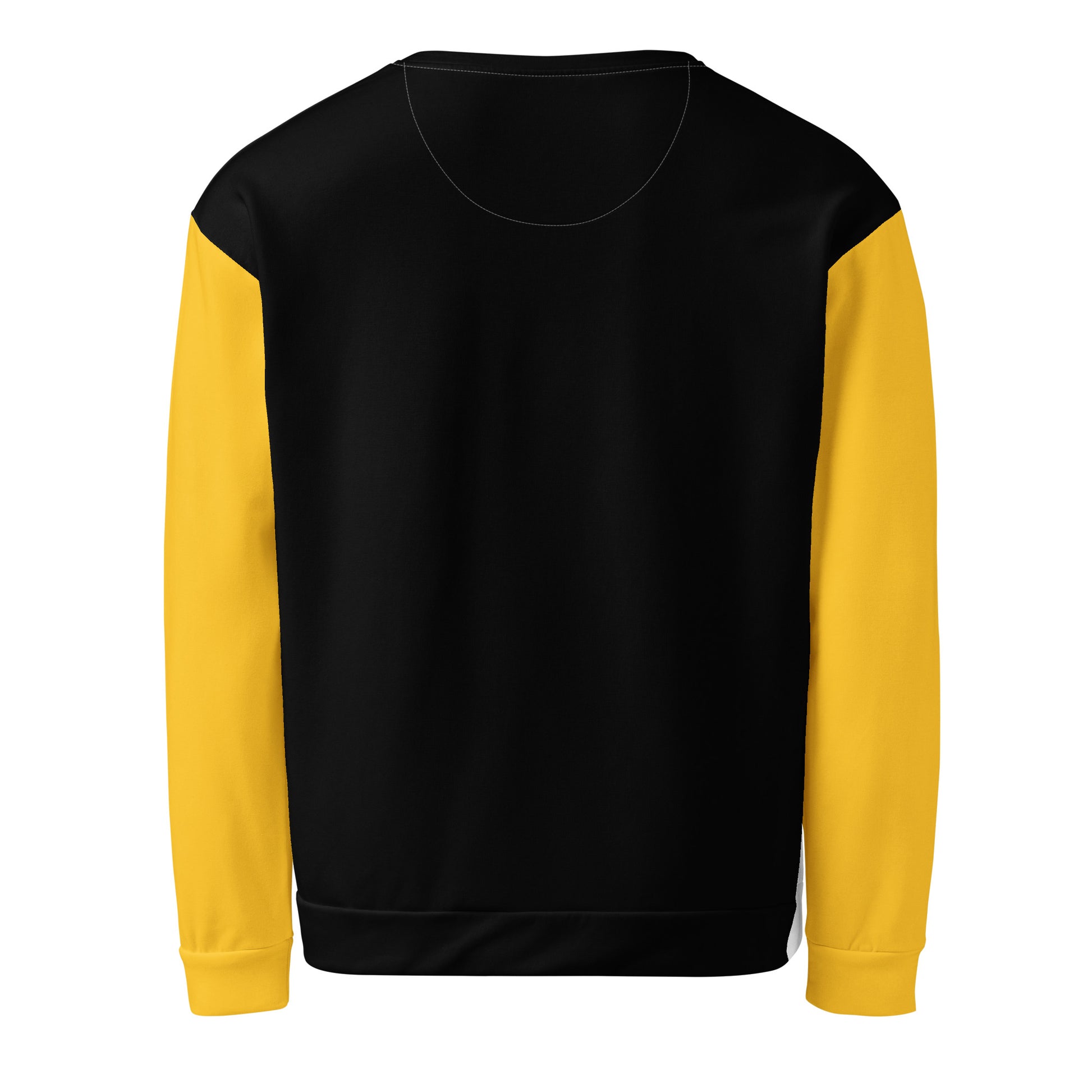 JBI Wing unisex long sleeve crewneck white and yellow back view
