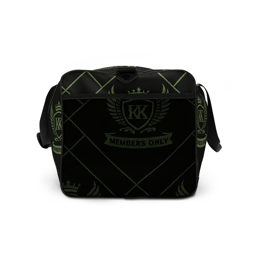 “Right side view of Kingdom Krew Members Only duffle bag with Members Only crest design and durable strap details.”