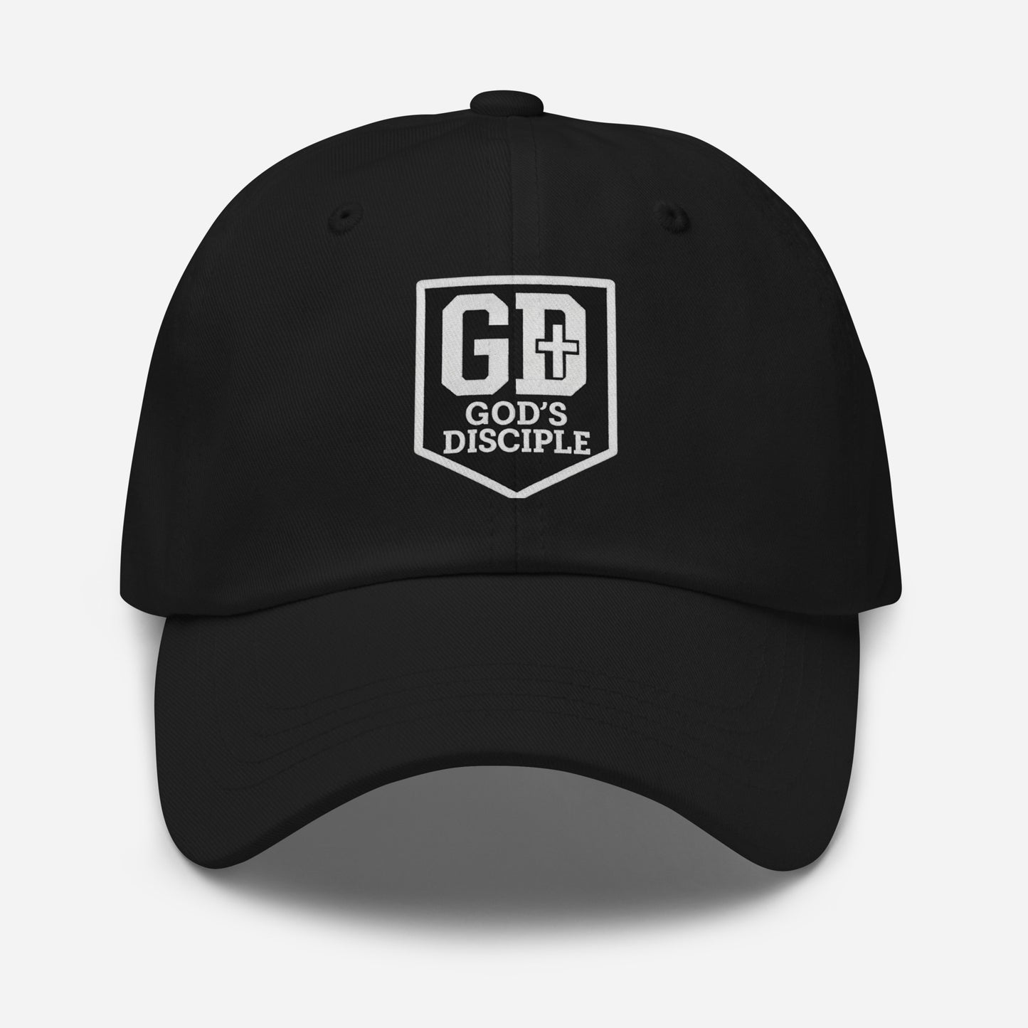 gd embroidered dad cap black front view