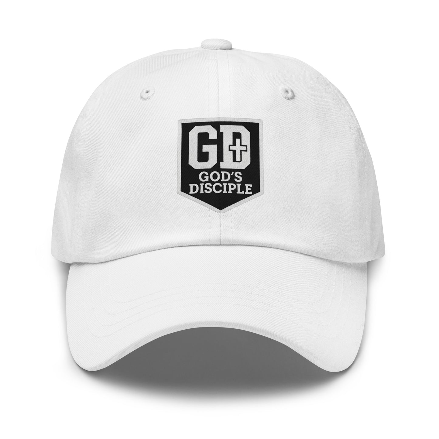 gd embroidered dad cap white front view