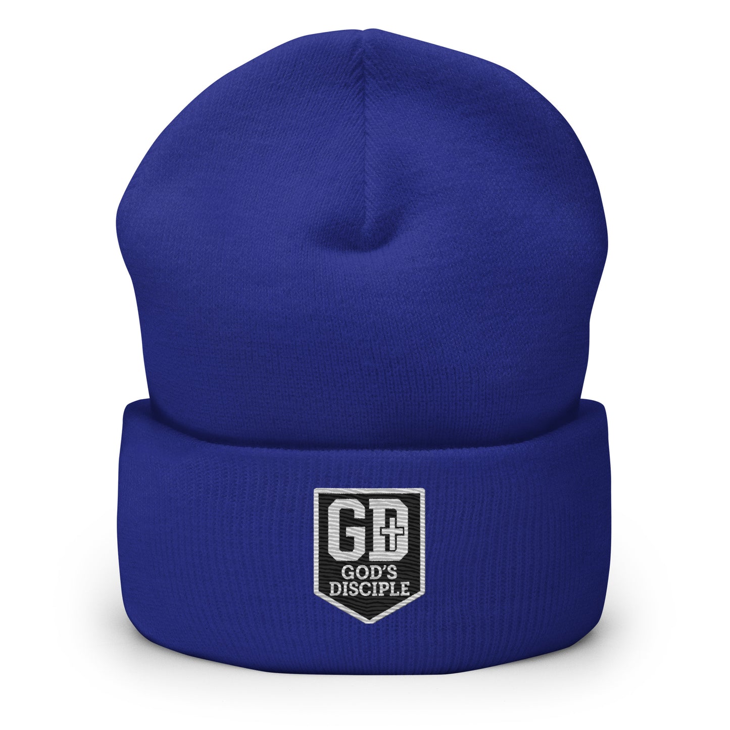 GD cuffed beanie blue colorway front view