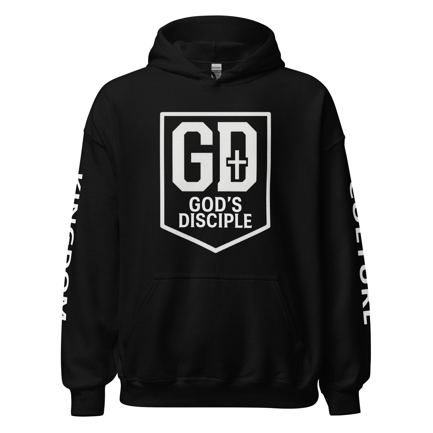 JBI GD unisex hoodie front view in black