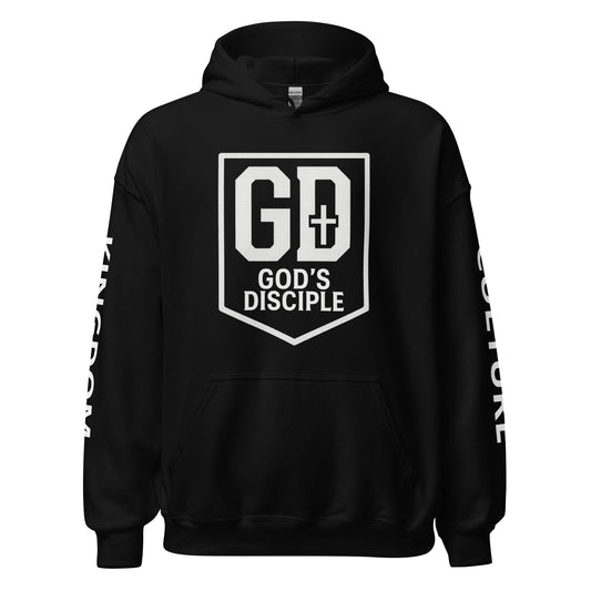 JBI GD unisex hoodie front view in black